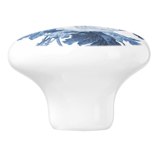 Chinoiserie Engels Roos Floral Delfts Blauw Wit Keramische Knop (Zijkant)