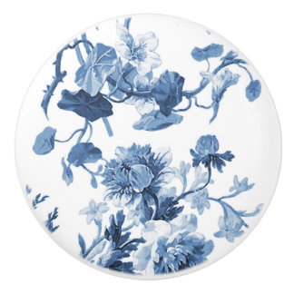 Chinoiserie Engels Roos Floral Delfts Blauw Wit Keramische Knop