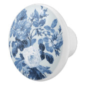 Chinoiserie Engels Roos Floral Frans Blauw Wit Keramische Knop (Rechts)