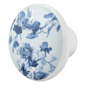Chinoiserie Engels Roos Floral Frans Blauw Wit Keramische Knop (Rechts)
