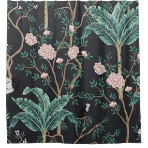 Chinoiserie Exotic Birds:  Bananenboomwand Douchegordijn