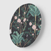 Chinoiserie Exotic Birds:  Bananenboomwand Grote Klok (Hoek)