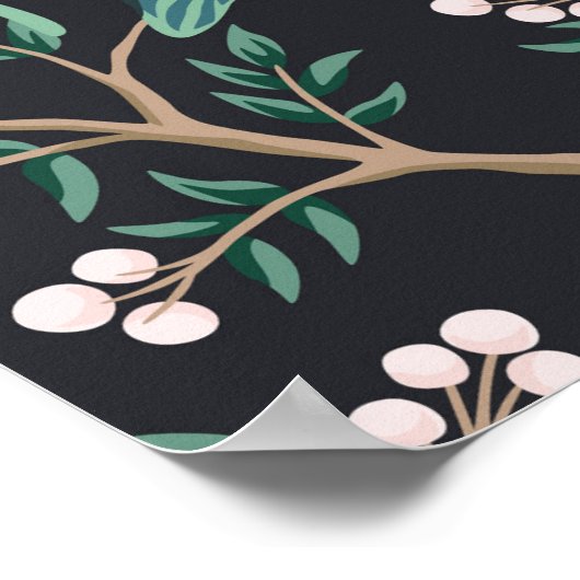 Chinoiserie Exotic Birds:  Bananenboomwand Poster (Hoek)