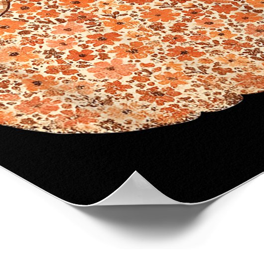 Chinoiserie Fall Pumpkin Floral Halloween Funny Th Poster (Hoek)