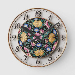 Chinoiserie Famille Noire MilleFleurs Ronde Klok