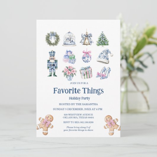 Chinoiserie Favoriete Dingen Feestdagen Party Kaart (Staand voorkant)