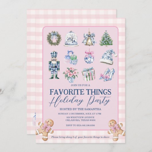 Chinoiserie Favoriete dingen Gingham Feestdagen Pa Kaart (Voorkant / Achterkant)