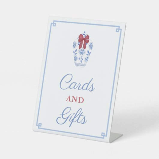 Chinoiserie Feestdagen Trouwdouche Kaarten & Gesch Reclamebord Met Voetstuk (Voorkant)