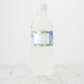 Chinoiserie Fir Tree Blue Wedding Shower Waterfles Etiket (Voorkant)