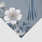 Chinoiserie Floral Bird Dusty Blue & White Tissue Tissuepapier (Detail)