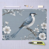 Chinoiserie Floral Bird Dusty Blue & White Tissue Tissuepapier (Craft)