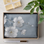 Chinoiserie Floral Bird Dusty Blue & White Tissue Tissuepapier (Geschenk)