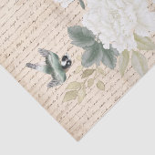 Chinoiserie Floral Birds Old Handwriting Decoupage Tissuepapier (Detail)