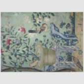 Chinoiserie Floral Birds Pot Mint in blauw Decoupa Tissuepapier (Voorkant)