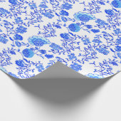 Chinoiserie Floral Blue en White Cadeaupapier (Hoek)
