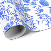 Chinoiserie Floral Blue en White Cadeaupapier (Rol Hoek)