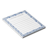 Chinoiserie Floral Blue Gepersonaliseerde naam Lin Notitieblok (Schuin)