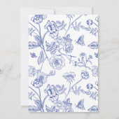 Chinoiserie  Floral Blue Script Baby shower Kaart (Achterkant)