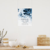 Chinoiserie Floral Blue White Welcome Baby shower Poster (Keuken)