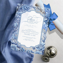 Chinoiserie Floral Border Afstuderen ID1098 Acryl Uitnodigingen