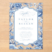 Chinoiserie Floral Border ID1094 Acryl Uitnodigingen (Voorkant)