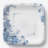 Chinoiserie Floral Border Wedding ID1094 Papieren Bordje (Voorkant)