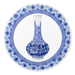 Chinoiserie Floral Dragonfly Blue White Ginger Jar Keramische Knop