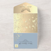 Chinoiserie Floral Dusty Blue Wedding All In One Uitnodiging (Buitenkant)