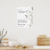 Chinoiserie Floral Engagement Party Welkomstbord Poster (Keuken)