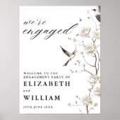 Chinoiserie Floral Engagement Party Welkomstbord Poster (Voorkant)