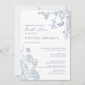 Chinoiserie Floral Frans blauw Vrijgezellenfeest Kaart (Voorkant)