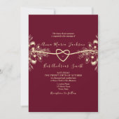 Chinoiserie Floral Gold Bourgondië Huwelijk Kaart (Voorkant)