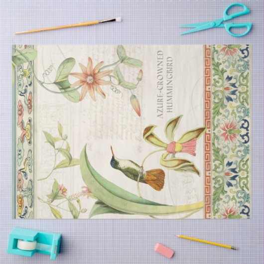 Chinoiserie Floral Hummingbird  ontkoppeling Tissuepapier (Craft)