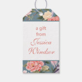 Chinoiserie Floral Jade Egret Cadeaulabel (Voorkant)