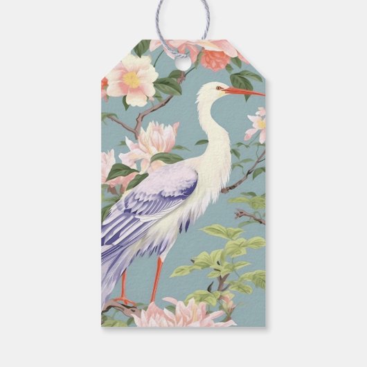 Chinoiserie Floral Jade Egret Cadeaulabel (Achterkant)