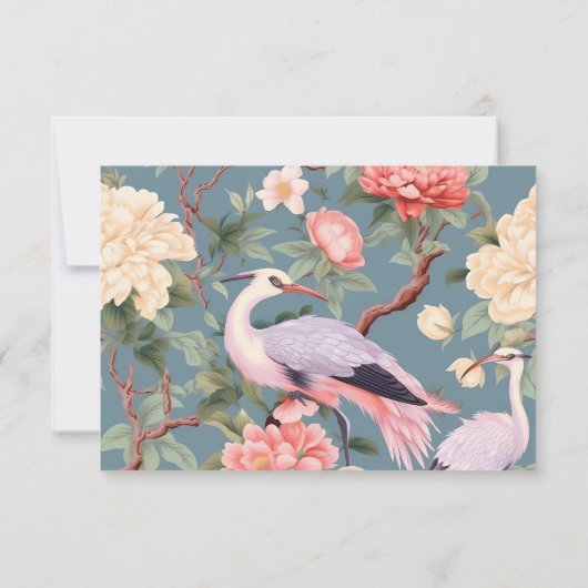 Chinoiserie Floral Jade Egret gepersonaliseerd Bedankkaart (Achterkant)