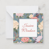 Chinoiserie Floral Jade Egret Gift Enclosure Notitiekaartje (Voorkant)