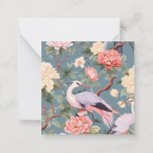 Chinoiserie Floral Jade Egret Gift Enclosure Notitiekaartje (Achterkant)