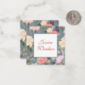 Chinoiserie Floral Jade Egret Gift Enclosure Notitiekaartje (Voorkant / Achterkant in situ)