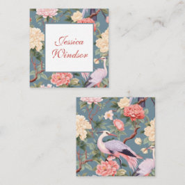 Chinoiserie Floral Jade Egret Gift Enclosure Notitiekaartje