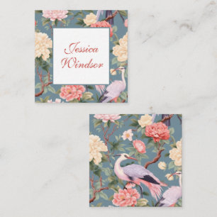 Chinoiserie Floral Jade Egret Gift Enclosure Notitiekaartje