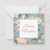 Chinoiserie Floral Jade Egret Gift Enclosure Notitiekaartje (Voorkant)