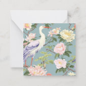 Chinoiserie Floral Jade Egret Gift Enclosure Notitiekaartje (Achterkant)