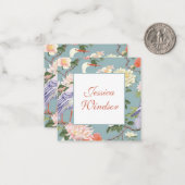 Chinoiserie Floral Jade Egret Gift Enclosure Notitiekaartje (Voorkant / Achterkant in situ)