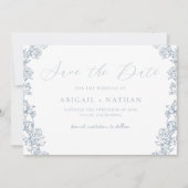  Chinoiserie Floral krans bruiloft Save The Date (Voorkant)