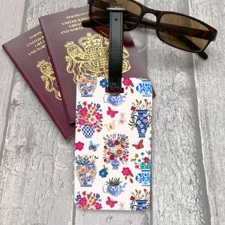 Chinoiserie Floral Luggage Tag Women Travel Chic Bagagelabel