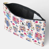 Chinoiserie Floral Monogram Cosmetic Makeup Bag Etui (Open)