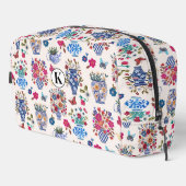 Chinoiserie Floral Monogram Cosmetic Makeup  Toilettasje (Rechterhoek)
