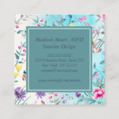 Chinoiserie Floral Pattern Vierkante Visitekaartje (Achterkant)