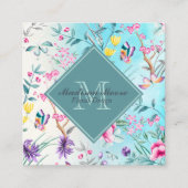 Chinoiserie Floral Pattern Vierkante Visitekaartje (Voorkant)